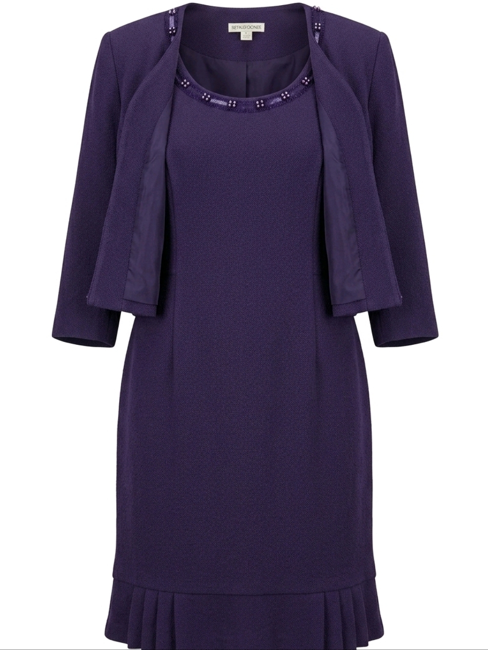 Maya Brooke Womens Size 16 T Embroidered Textured Jacket Dress In Eggplant Chic